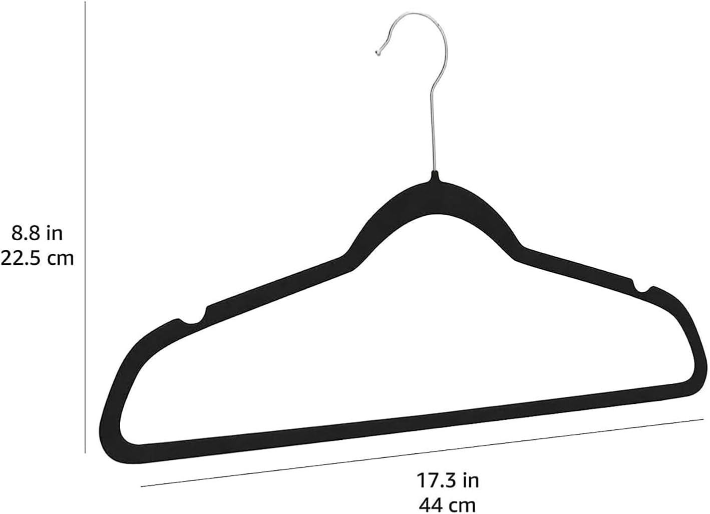 Amazon Basics Slim Velvet Non-Slip Space Saving Suit Clothes Hangers for Closet Organization. Black/Silver. 30-Pack - Image 5