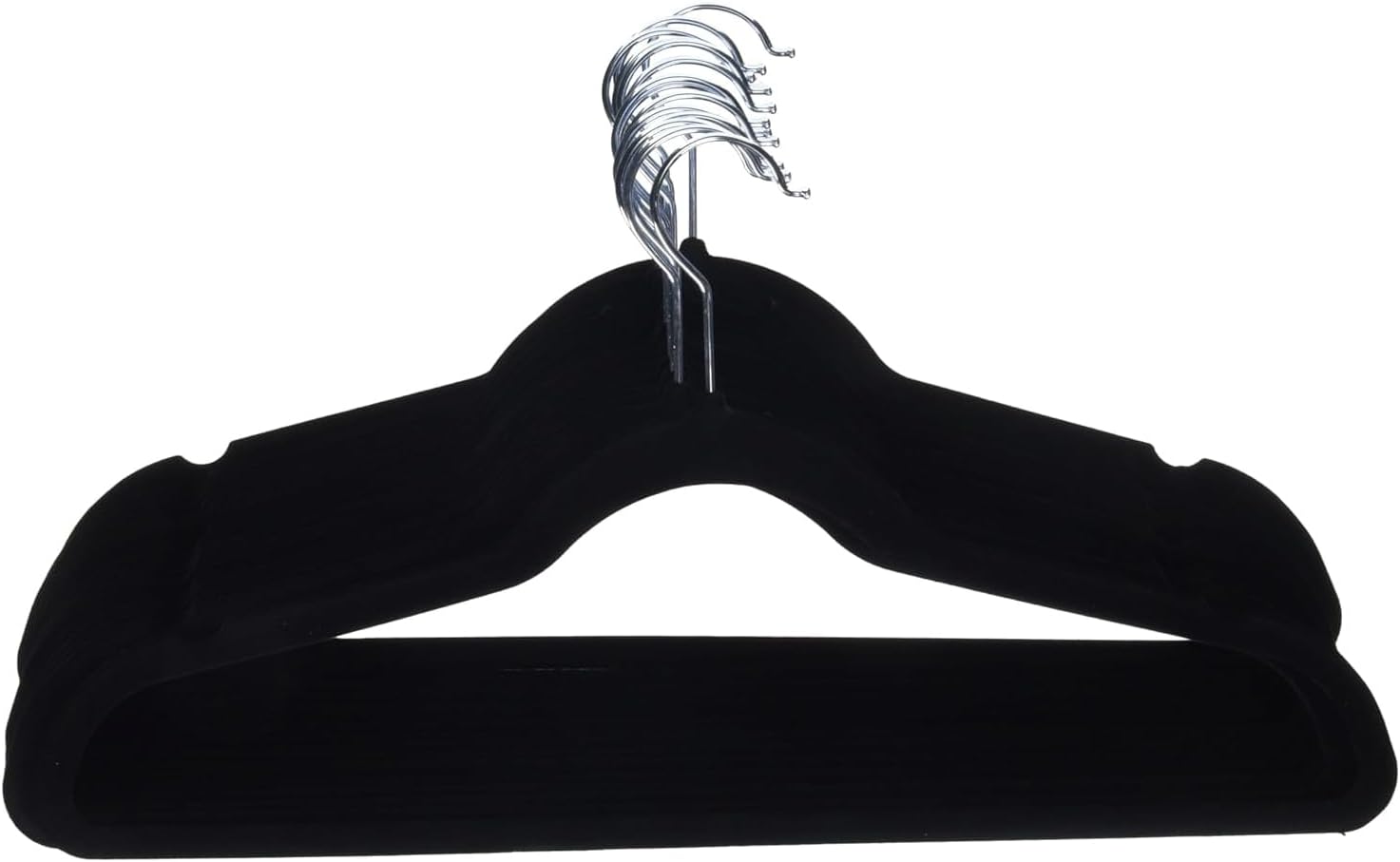 Amazon Basics Slim Velvet Non-Slip Space Saving Suit Clothes Hangers for Closet Organization. Black/Silver. 30-Pack - Image 6