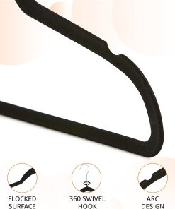 Alternative view of Amazon Basics Slim Velvet Non-Slip Space Saving Suit Clothes Hangers for Closet Organization. Black/Silver. 30-Pack