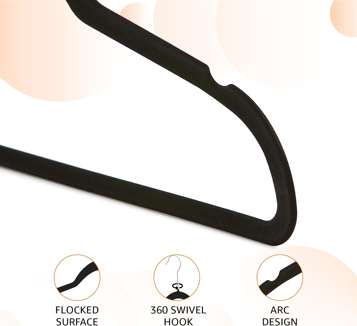 Amazon Basics Slim Velvet Non-Slip Space Saving Suit Clothes Hangers for Closet Organization. Black/Silver. 30-Pack - Image 2