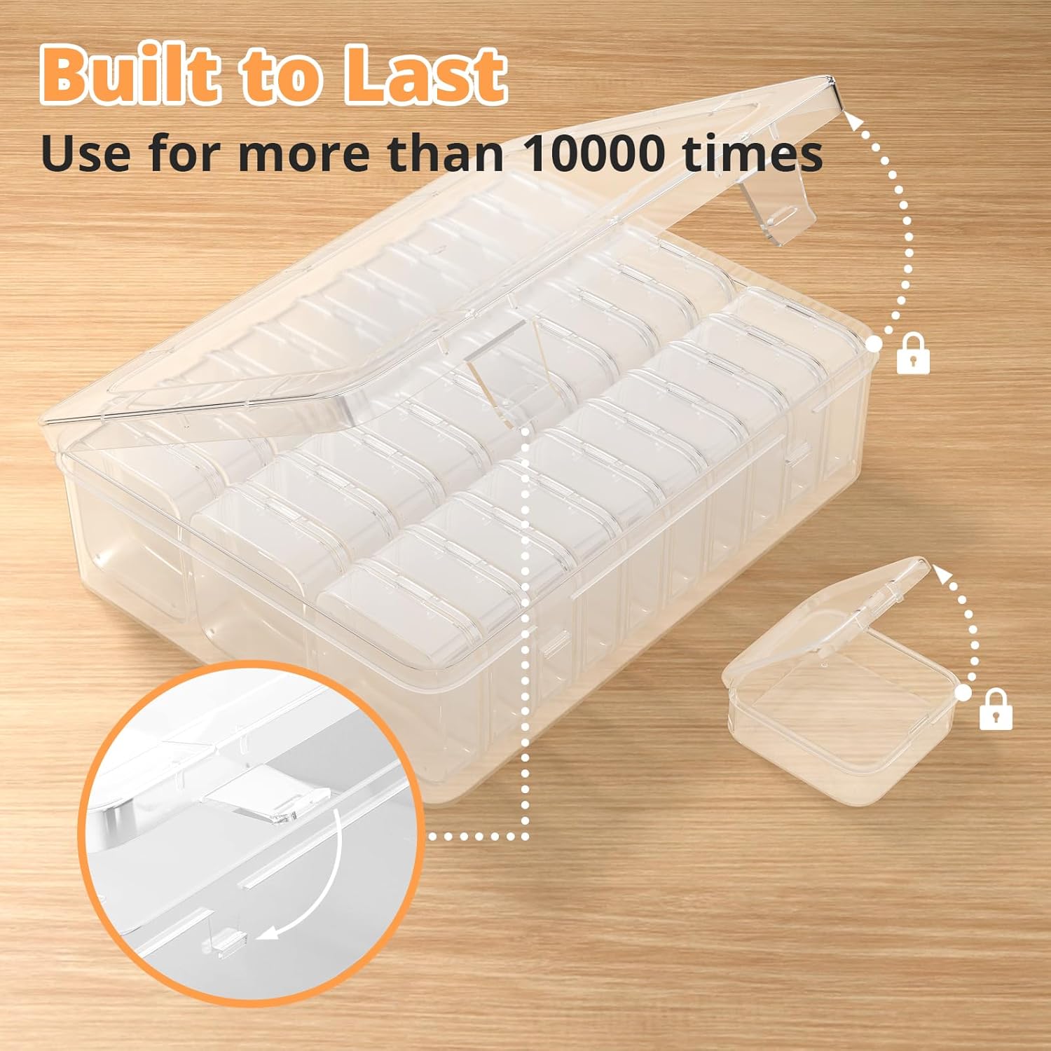 Mathtoxyz Bead Organizer Box. 30Pcs Small Beads Organizers and Storage Plastic Cases Mini Clear Dimond Storage Containers Boxes with Hinged Lid and Rectangle for Bracelet Making DIY Jewelry Craft Nail - Image 3