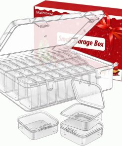 Mathtoxyz Bead Organizer Box. 30Pcs Small Beads Organizers and Storage Plastic Cases Mini Clear Dimond Storage Containers Boxes with Hinged Lid and Rectangle for Bracelet Making DIY Jewelry Craft Nail