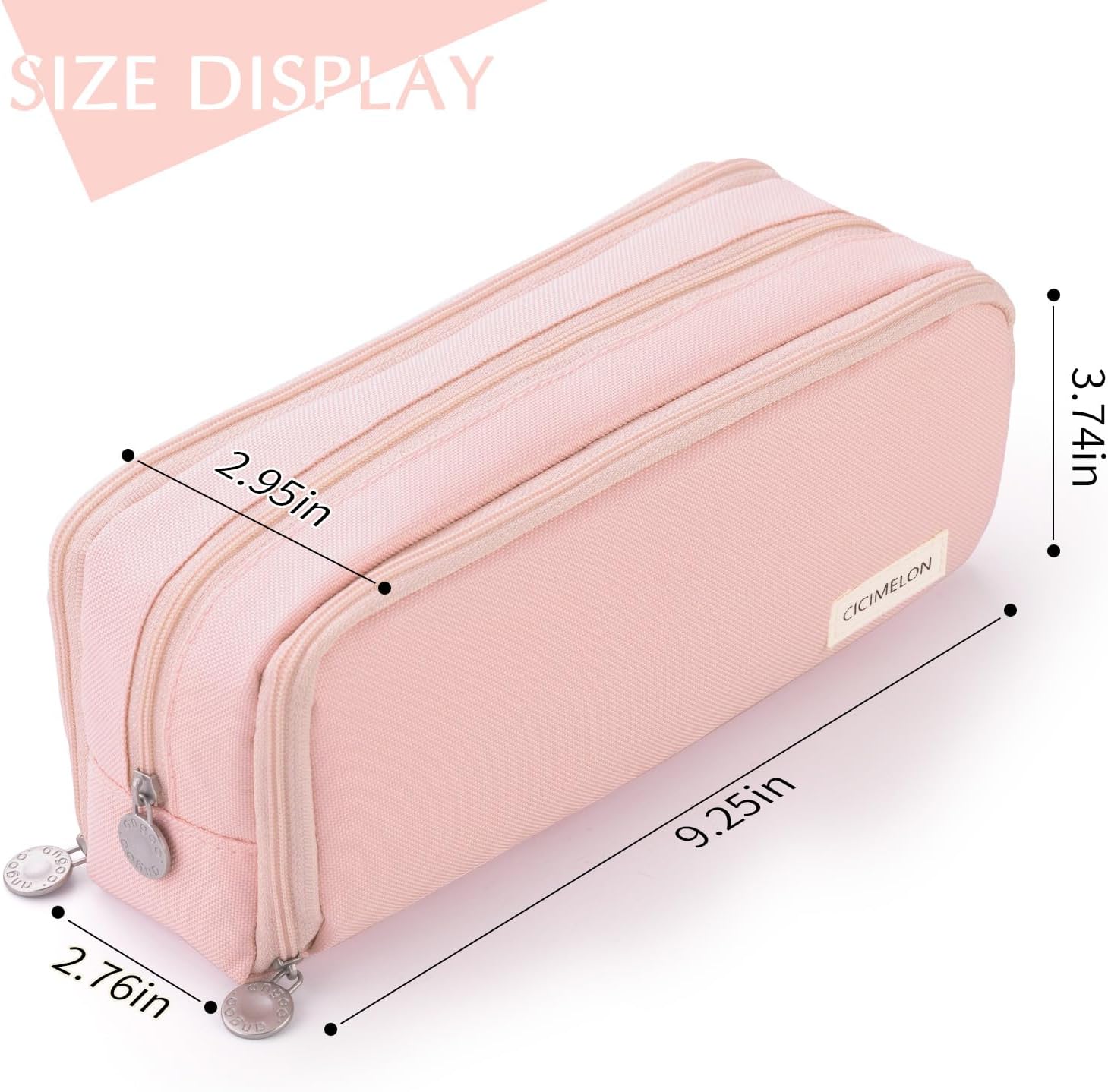 CICIMELON Large Capacity Pencil Case 3 Compartment Pouch Pen Bag for School Teen Girl Boy Men Women (Pink) - Image 5