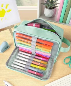 Alternative view of Sooez Original High Capacity Pencil Case. Big Pencil Bag Pouch Box Organizer Pen Case. Aesthetic Supply for Girls Adults. Portable Journaling Supplies with Easy Grip Handle & Loop. Mint Green