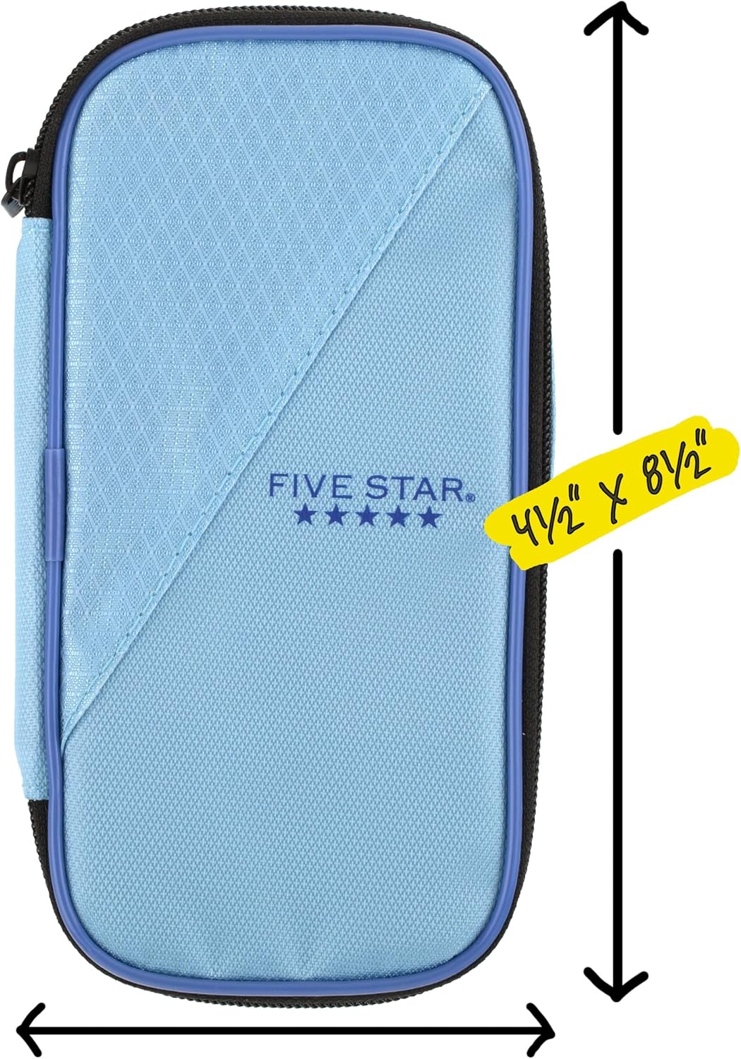 Five Star Pencil Pouch. Pen Case. High-Capacity Zipper Pouch. Storage Organizer for School Supplies Earbuds Chargers Cables Makeup. Blue/Denim (500212F-ECM) - Image 8