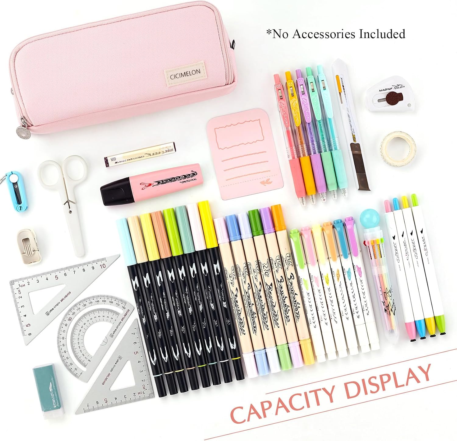 CICIMELON Large Capacity Pencil Case 3 Compartment Pouch Pen Bag for School Teen Girl Boy Men Women (Pink) - Image 3