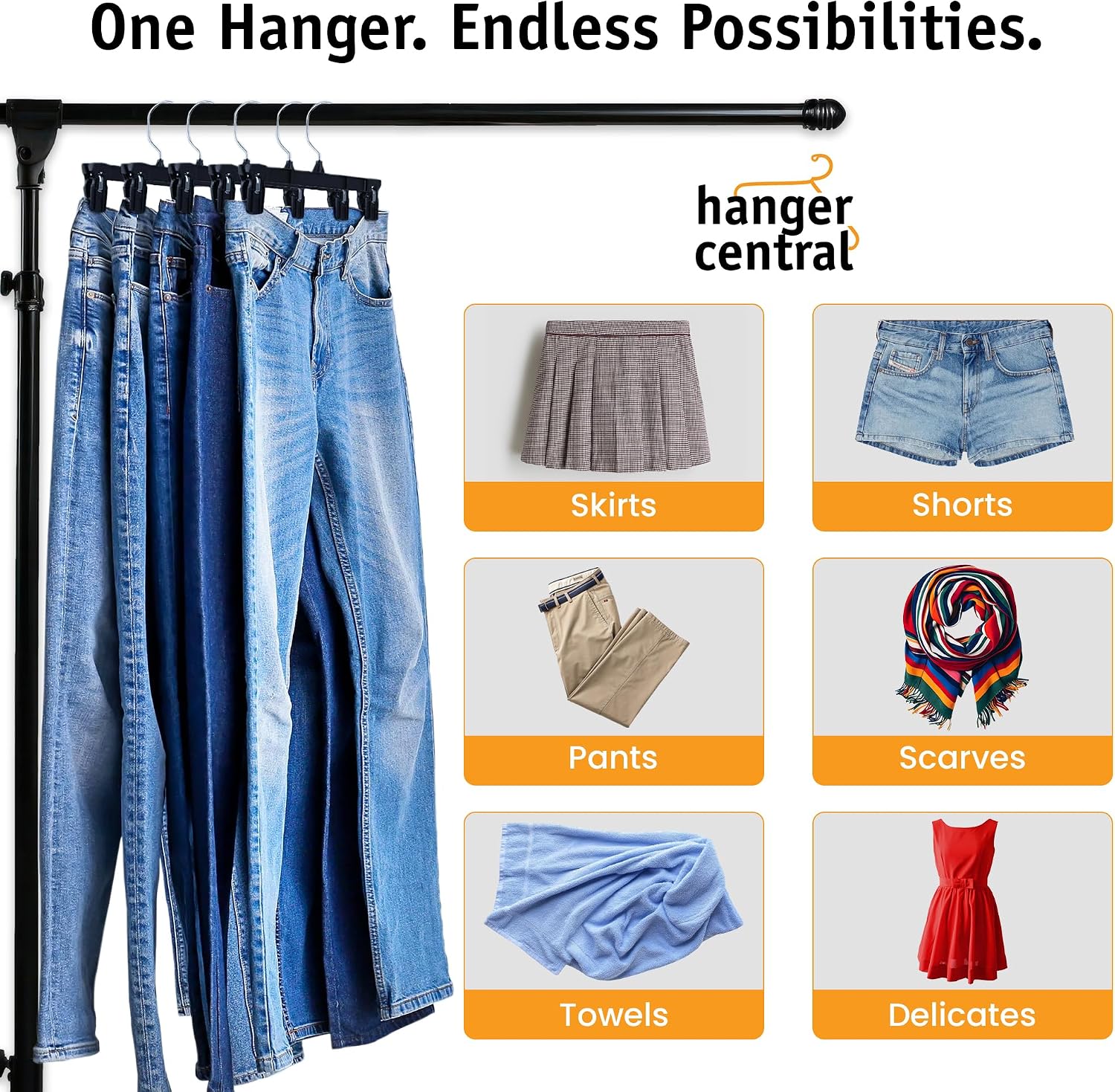 12 inch 30 Pack Pants Hangers Slim Plastic Clothes Hangers with Clips for Skirts. Shorts & Trousers – Non Slip Grip. Heavy Duty Space Saver with Swivel Hook – Black Closet Organizer - Image 6