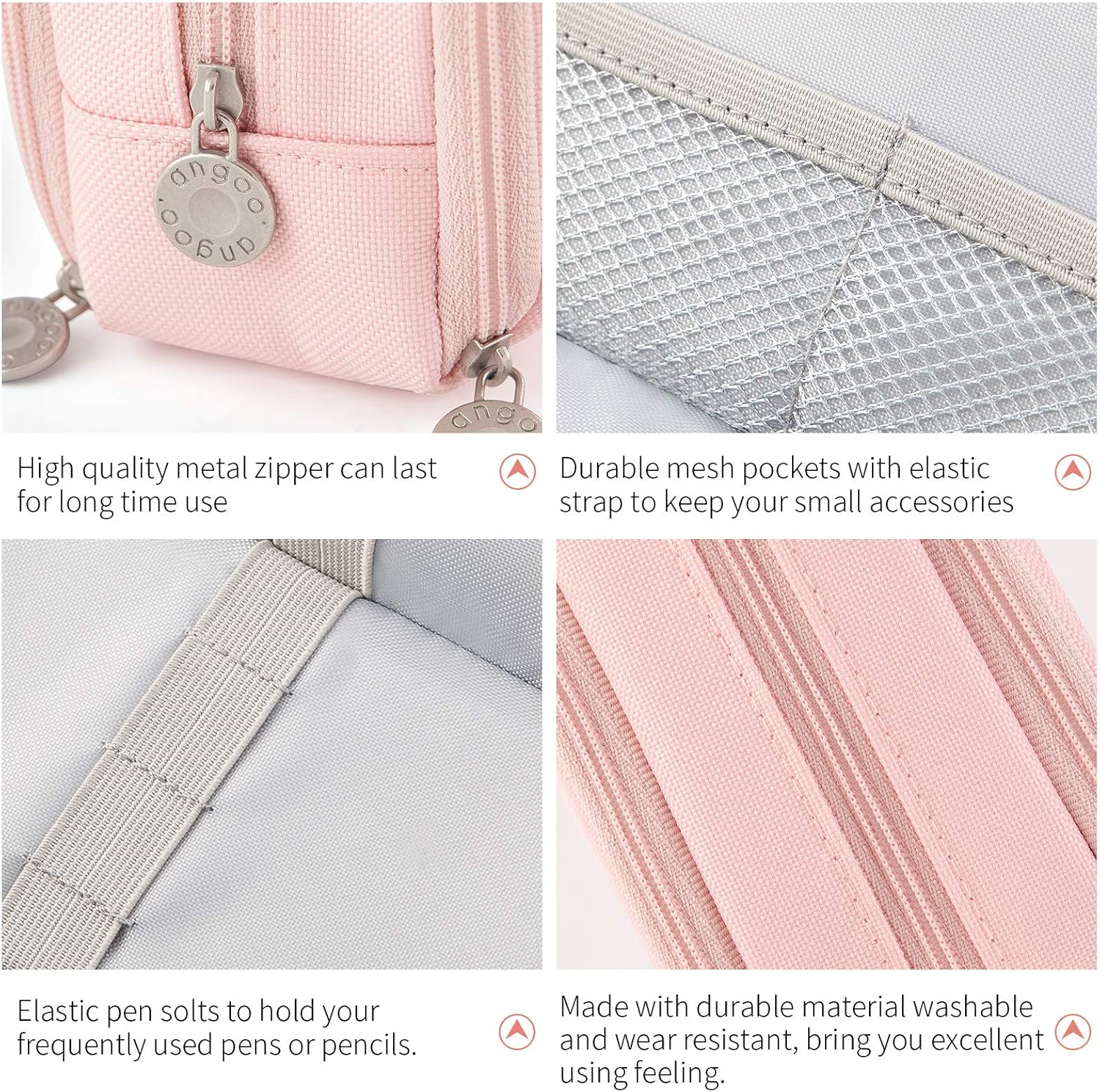 CICIMELON Large Capacity Pencil Case 3 Compartment Pouch Pen Bag for School Teen Girl Boy Men Women (Pink) - Image 6