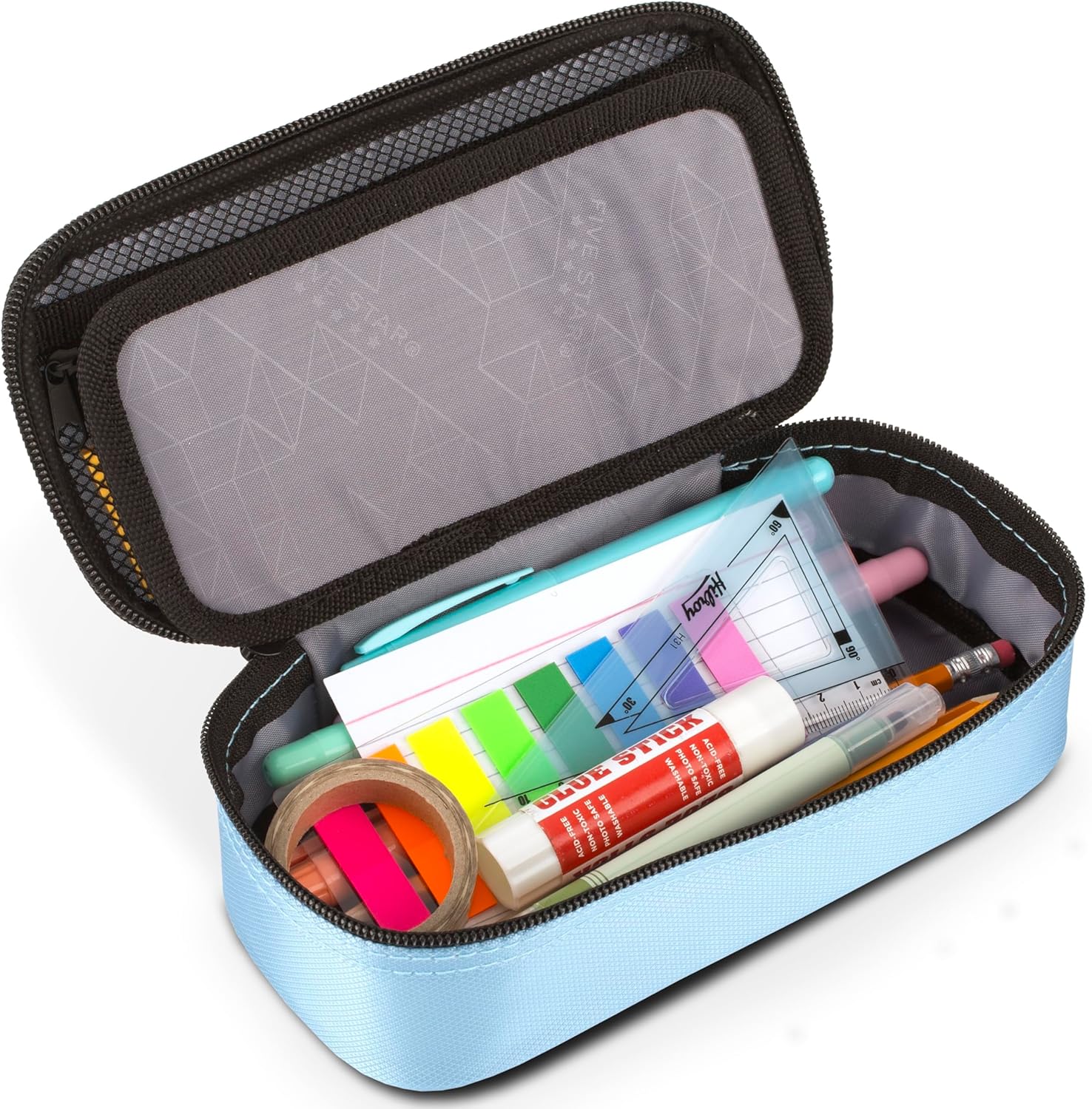 Five Star Pencil Pouch. Pen Case. High-Capacity Zipper Pouch. Storage Organizer for School Supplies Earbuds Chargers Cables Makeup. Blue/Denim (500212F-ECM) - Image 5